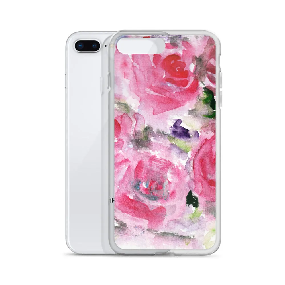 Hot Pink French Rose Phone Case, Floral Print iPhone X | XS | XR | XS Max | 8 | 8  | 7| 7  Case