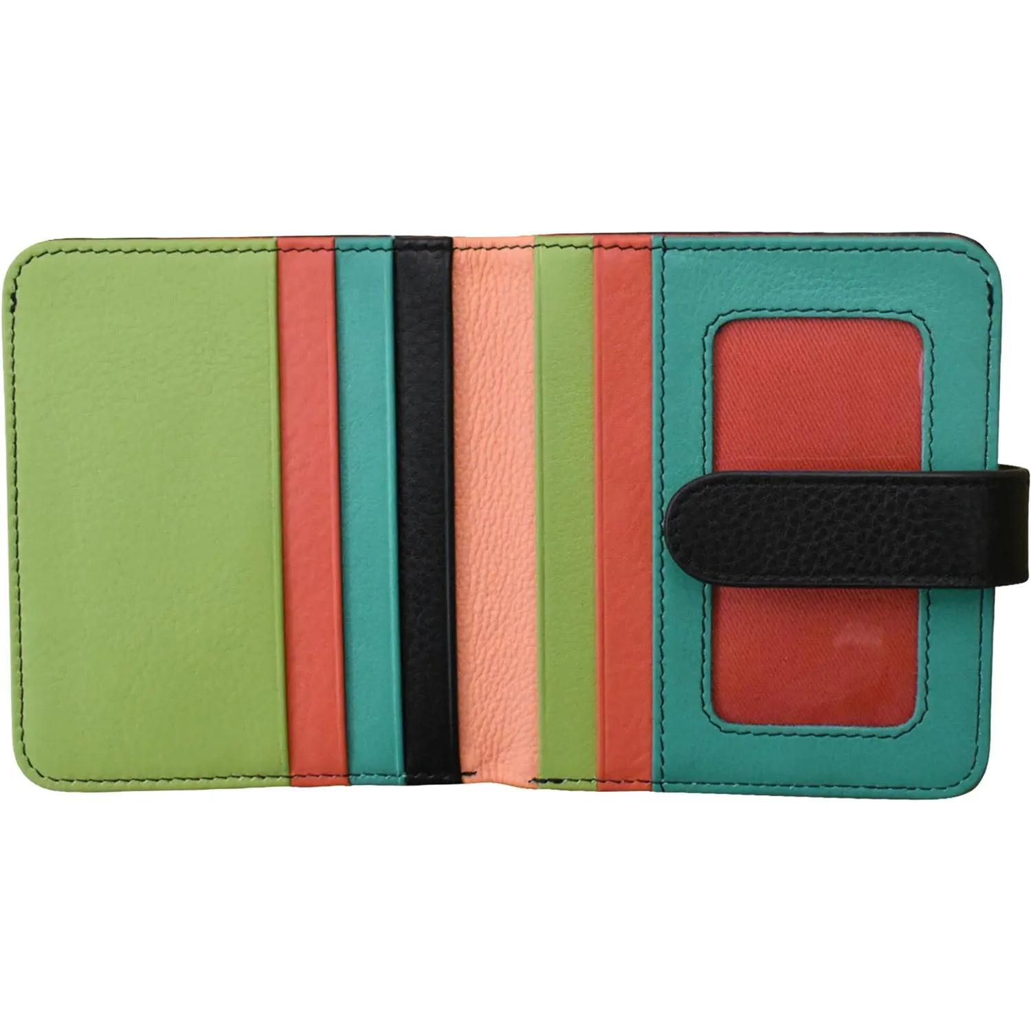 ili New York Small Bi-Fold Wallet Peach Multi Leather