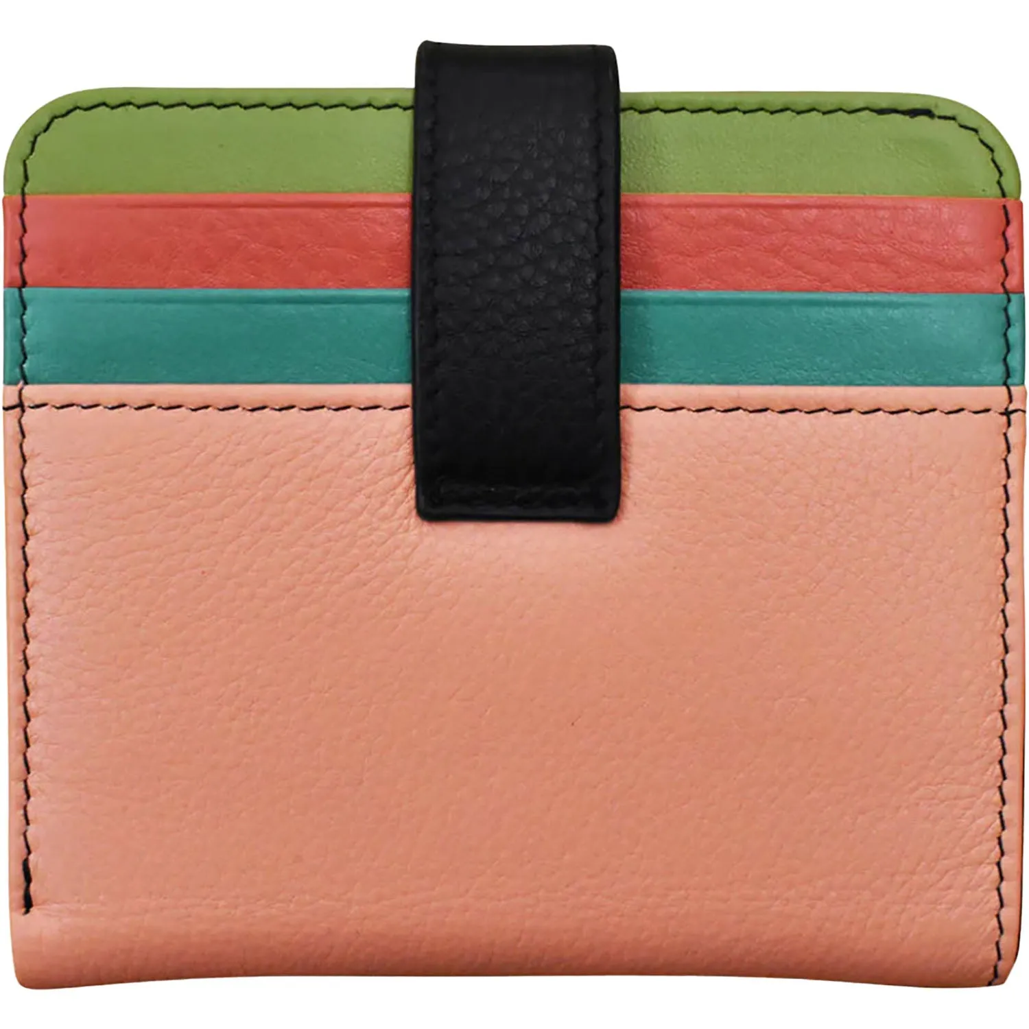 ili New York Small Bi-Fold Wallet Peach Multi Leather