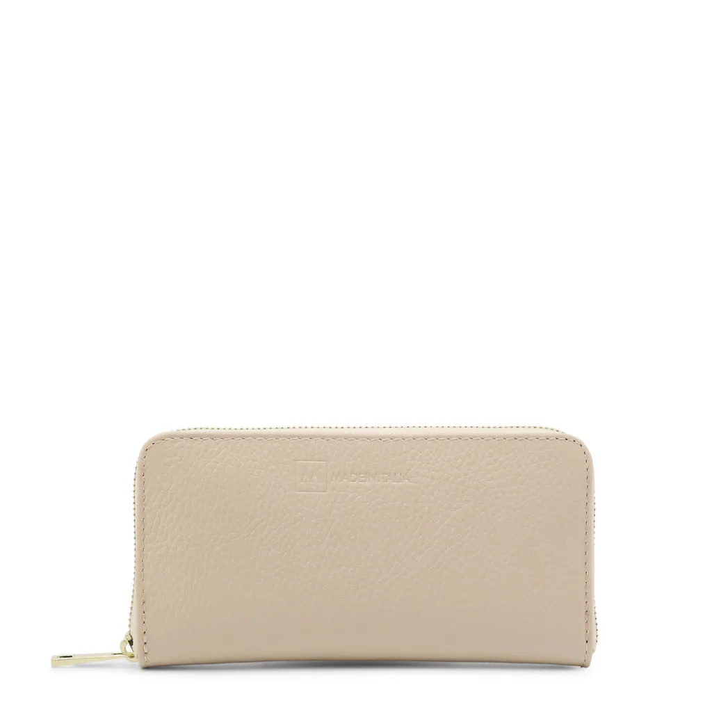 Italian Leather Zip Wallet with Multiple Compartments