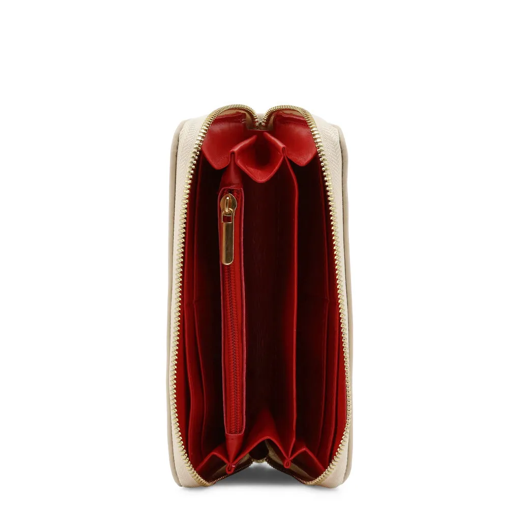Italian Leather Zip Wallet with Multiple Compartments