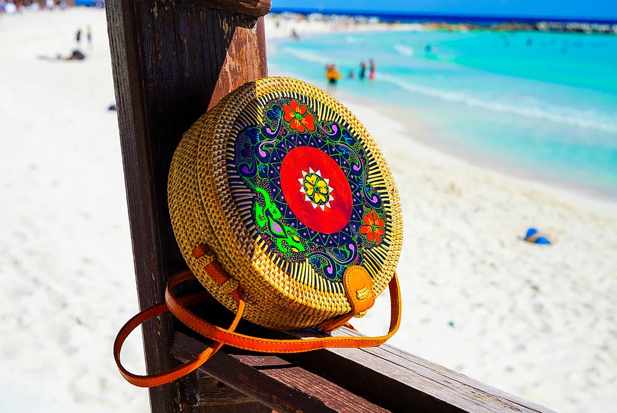 Jolie Fleur Handmade Carved Rattan Bag