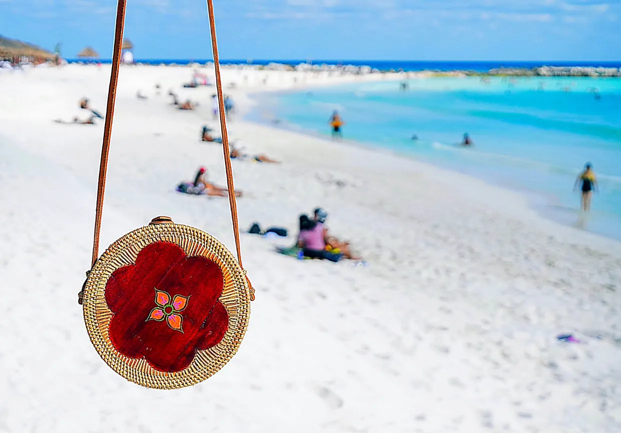 Jolie Fleur Handmade Carved Rattan Bag