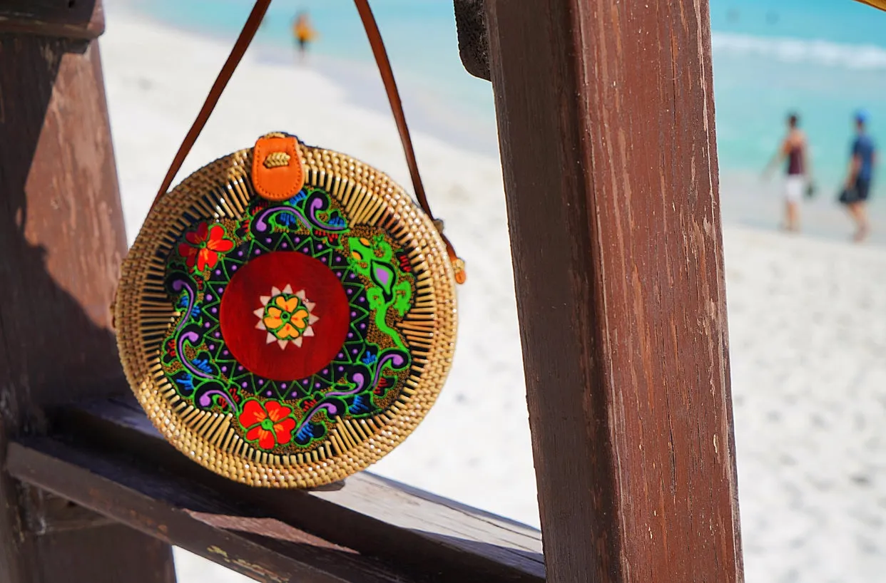 Jolie Fleur Handmade Carved Rattan Bag