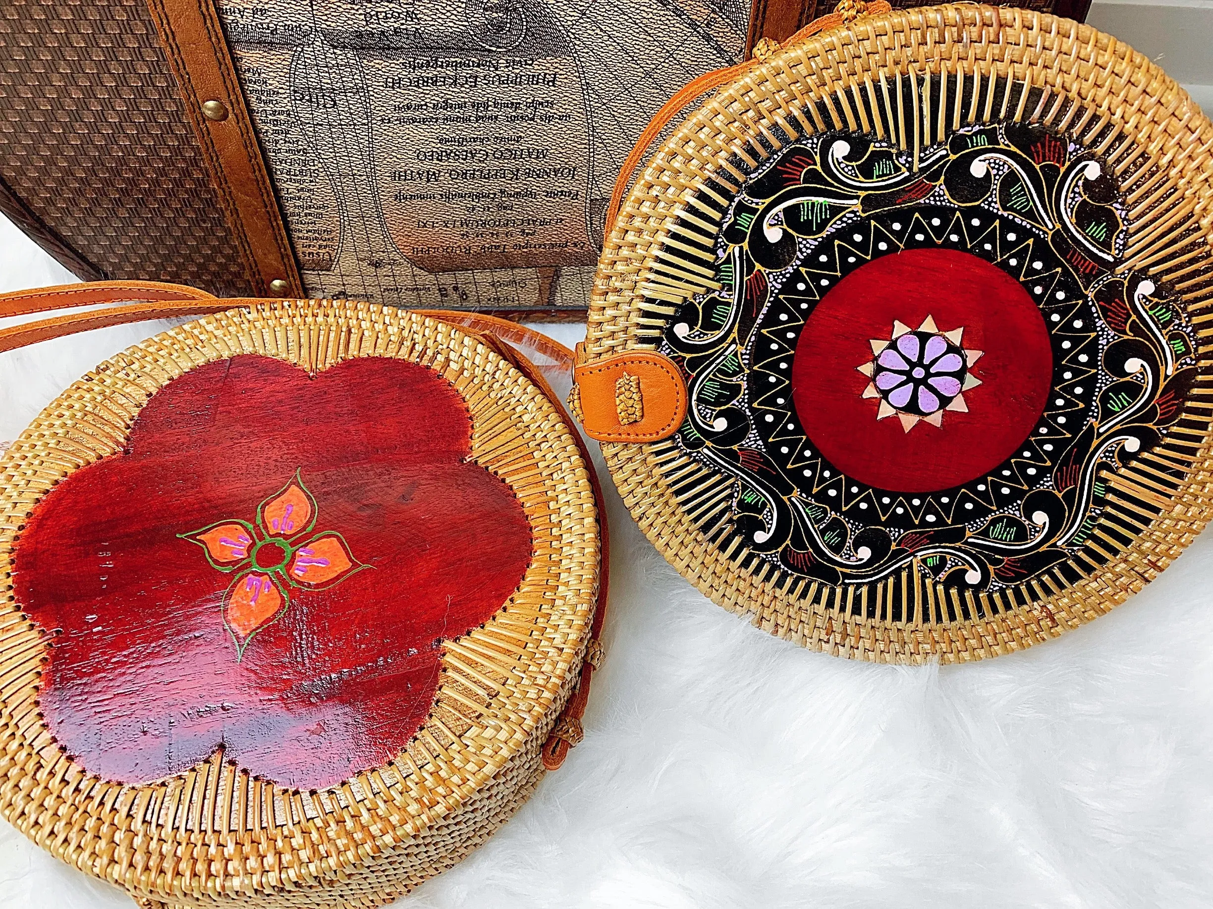 Jolie Fleur Handmade Carved Rattan Bag