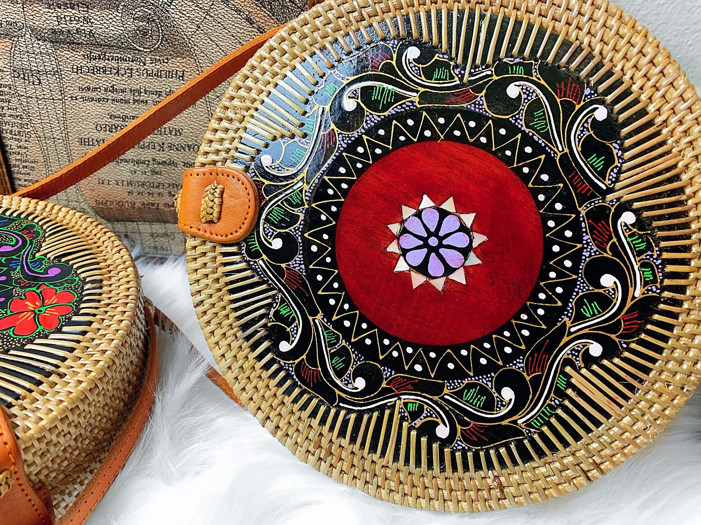 Jolie Fleur Handmade Carved Rattan Bag