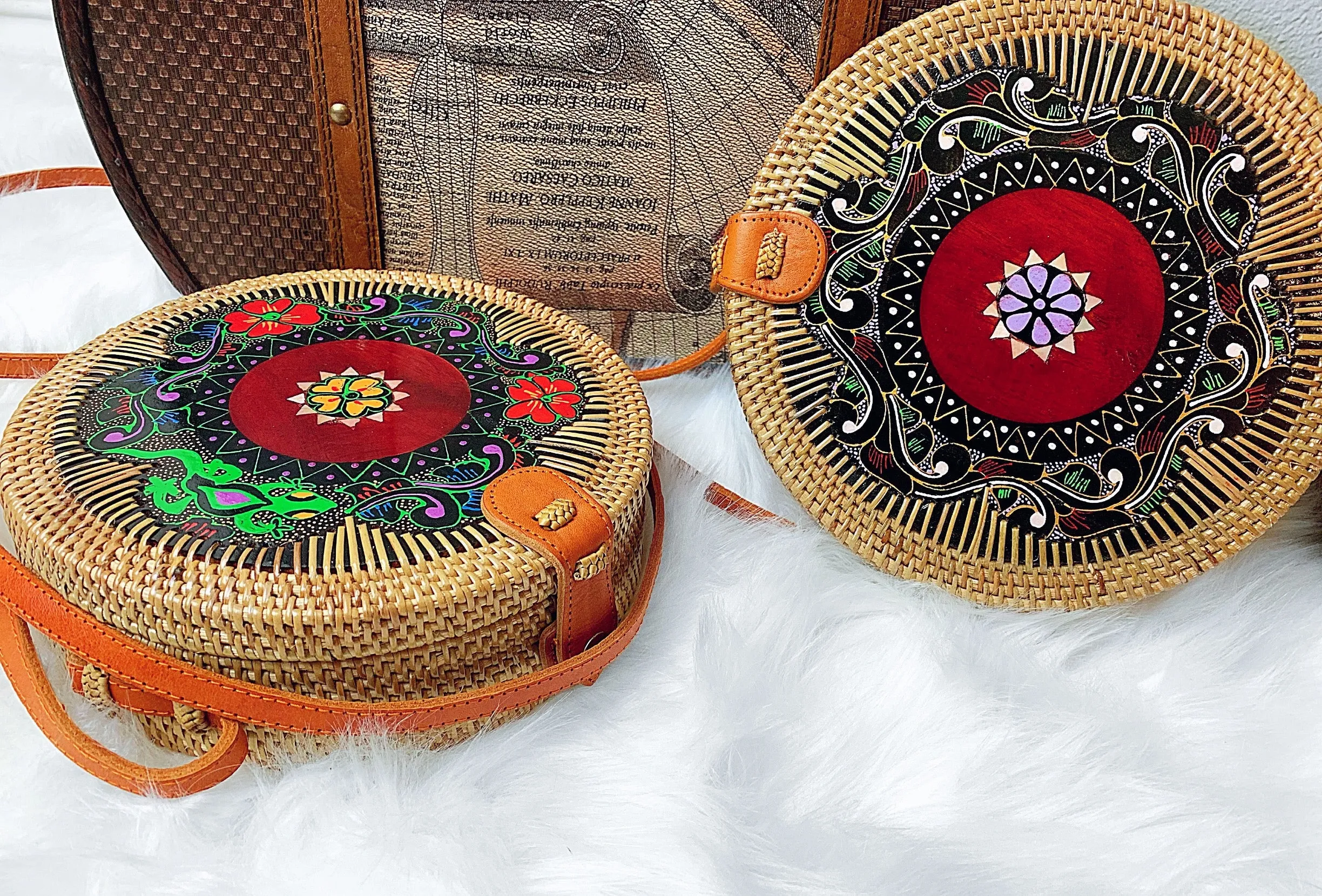 Jolie Fleur Handmade Carved Rattan Bag
