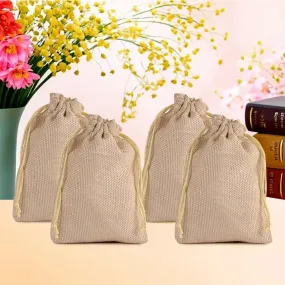 Kuber Industries Potli | Wedding Potli | Drawstring Closure Potli | Wallet Potli | Christmas Gift Potli | Baby Shower Potli | Traditional Shagun Potli | 7x9 Inch | Medium | Pack of 4 | Golden