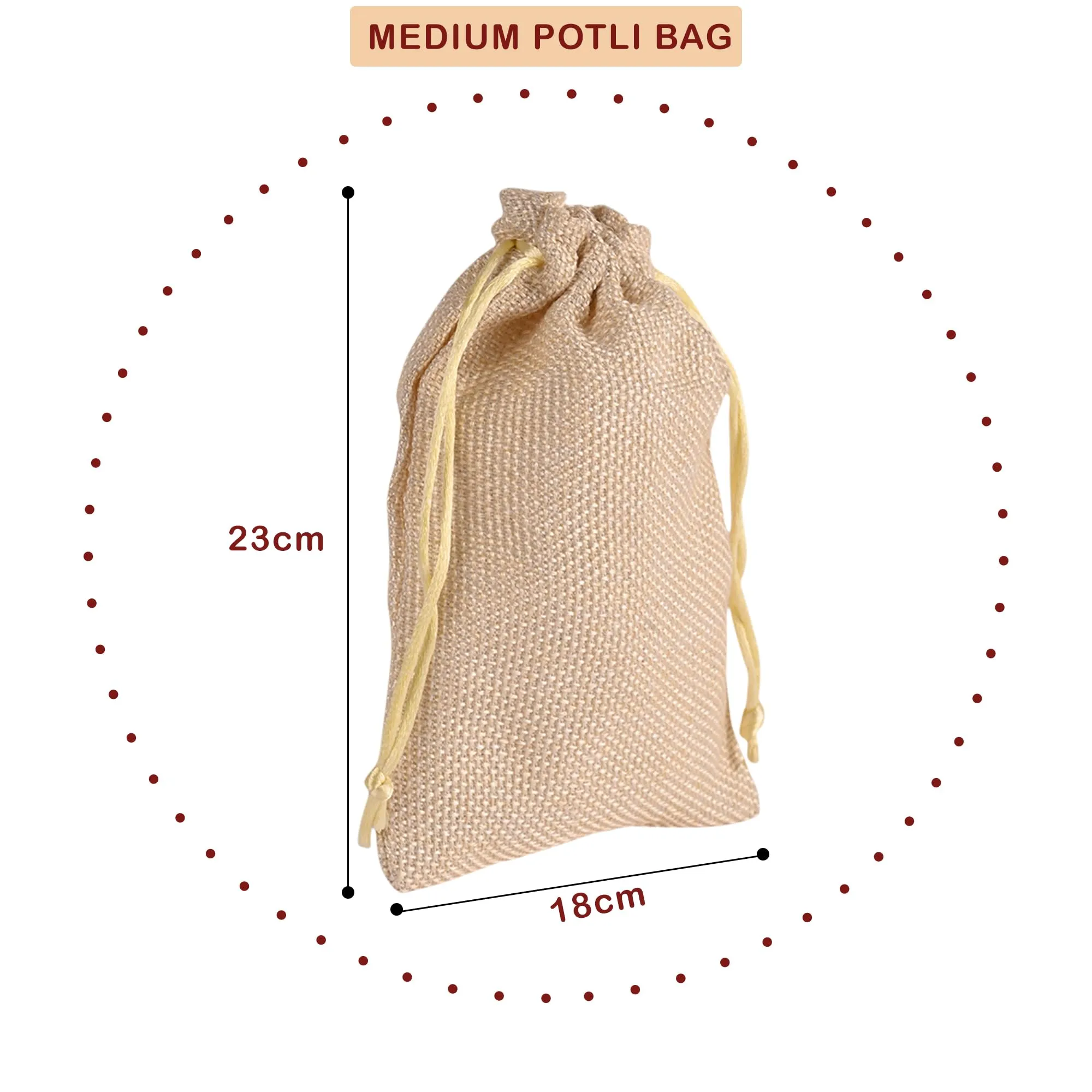 Kuber Industries Potli | Wedding Potli | Drawstring Closure Potli | Wallet Potli | Christmas Gift Potli | Baby Shower Potli | Traditional Shagun Potli | 7x9 Inch | Medium | Pack of 4 | Golden