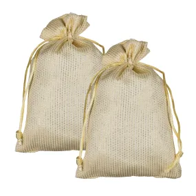 Kuber Industries Potli|Jari Silk Wedding Potli|Drawstring Closure Potli|Wallet Potli|Christmas Gift Potli|Baby Shower Potli|Traditional Shagun Potli|5x7 Inch|Small|Pack of 4|Cream