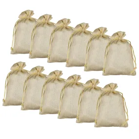 Kuber Industries Potli|Jari Silk Wedding Potli|Drawstring Closure Potli|Wallet Potli|Christmas Gift Potli|Baby Shower Potli|Traditional Shagun Potli|7x9 Inch|Medium|Pack of 12|Cream