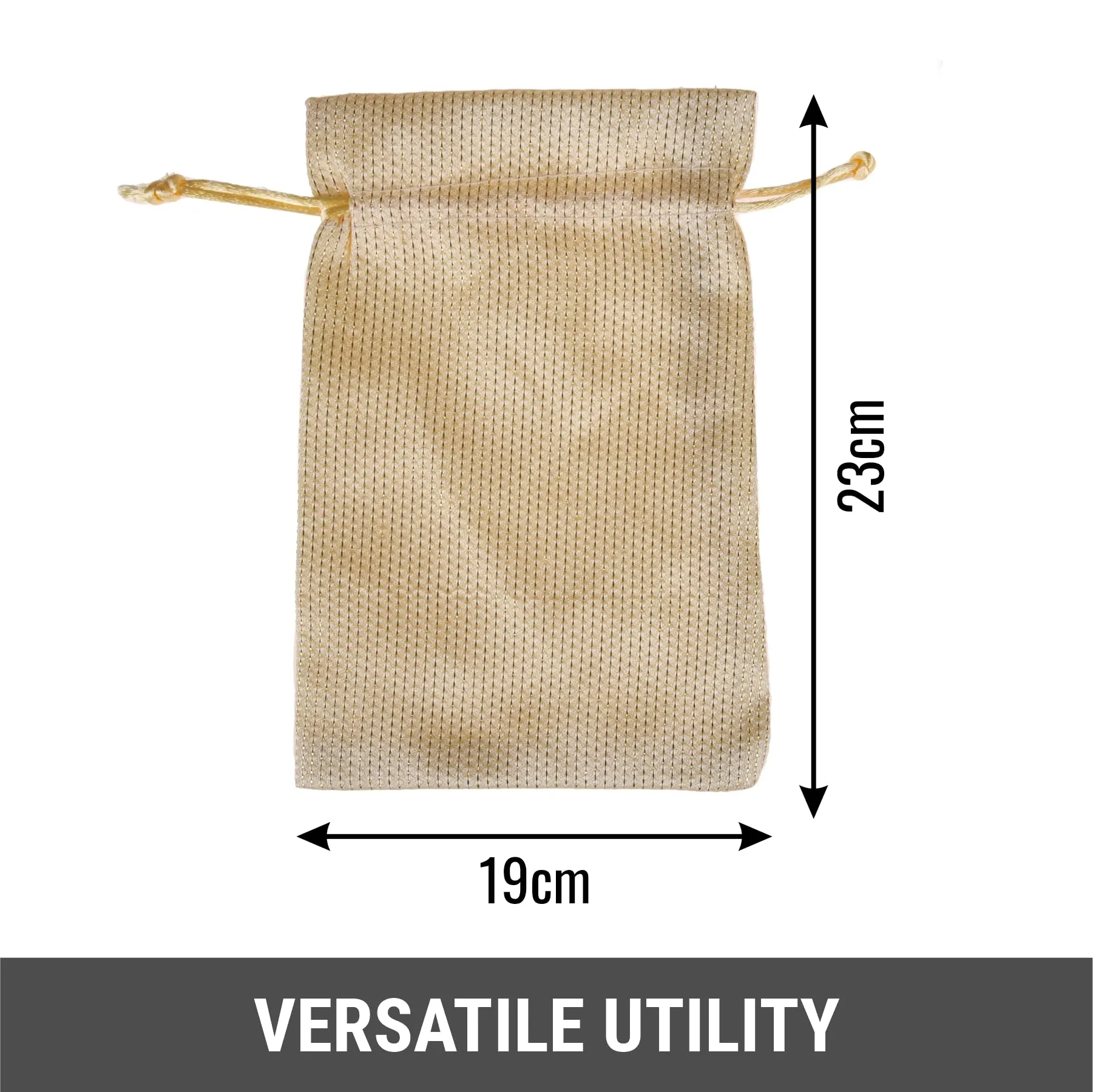 Kuber Industries Potli|Jari Silk Wedding Potli|Drawstring Closure Potli|Wallet Potli|Christmas Gift Potli|Baby Shower Potli|Traditional Shagun Potli|7x9 Inch|Medium|Pack of 12|Cream