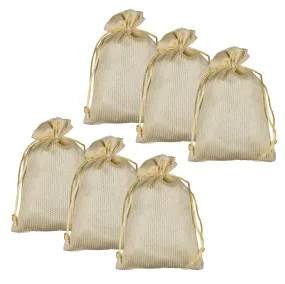 Kuber Industries Potli|Jari Silk Wedding Potli|Drawstring Closure Potli|Wallet Potli|Christmas Gift Potli|Baby Shower Potli|Traditional Shagun Potli|9x12 Inch|Large|Pack of 6|Cream