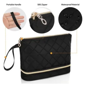 Large-capacity cosmetic bag, portable hand-held toiletry bag, British small fragrance rhombus style light luxury storage bag