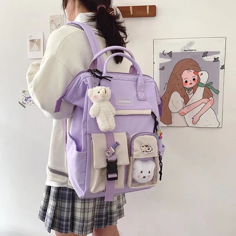 Large Pastel Waterproof Backpack Handbag