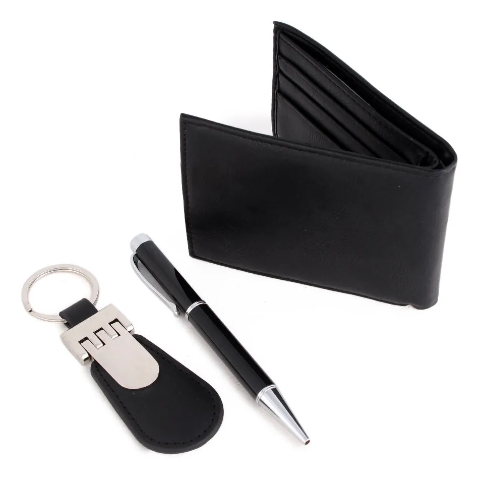 Leather Wallet, Pen, Key Chain Set Gift -7612