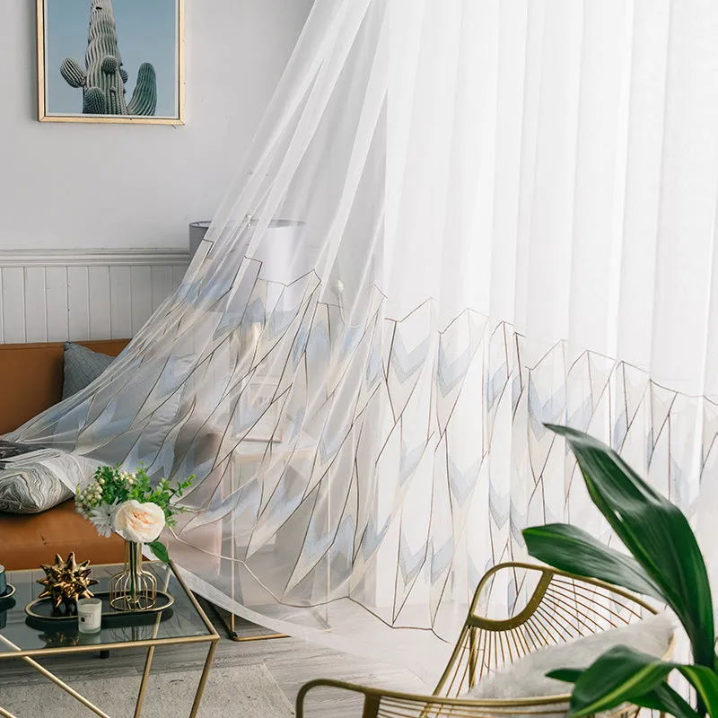Leona Gauze Embroidery Light Filtering Custom Curtain