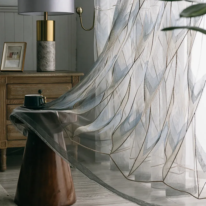 Leona Gauze Embroidery Light Filtering Custom Curtain