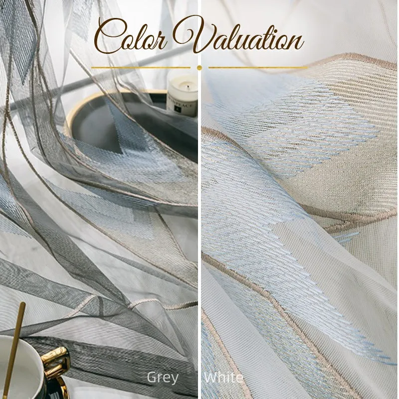 Leona Gauze Embroidery Light Filtering Custom Curtain