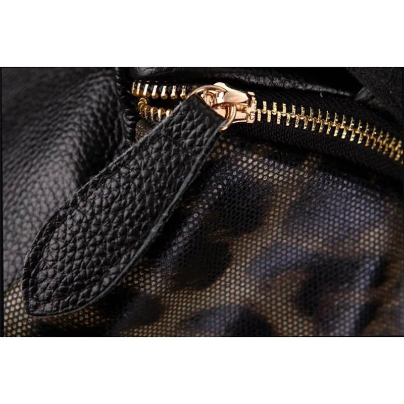 Leopard Luxe Designer Leather Boston Shoulder Bag