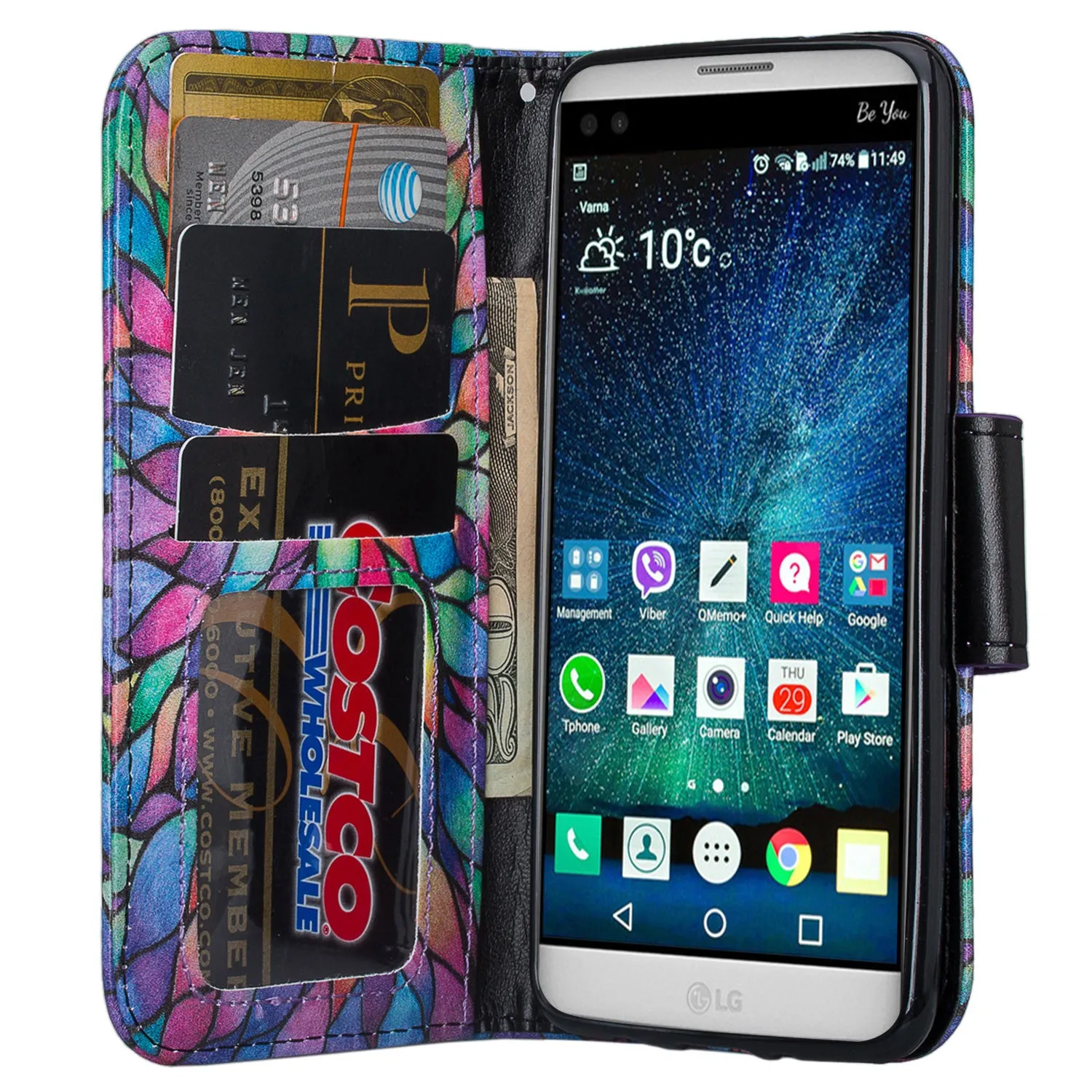 LG LV3 Wallet Case - Rainbow Flower