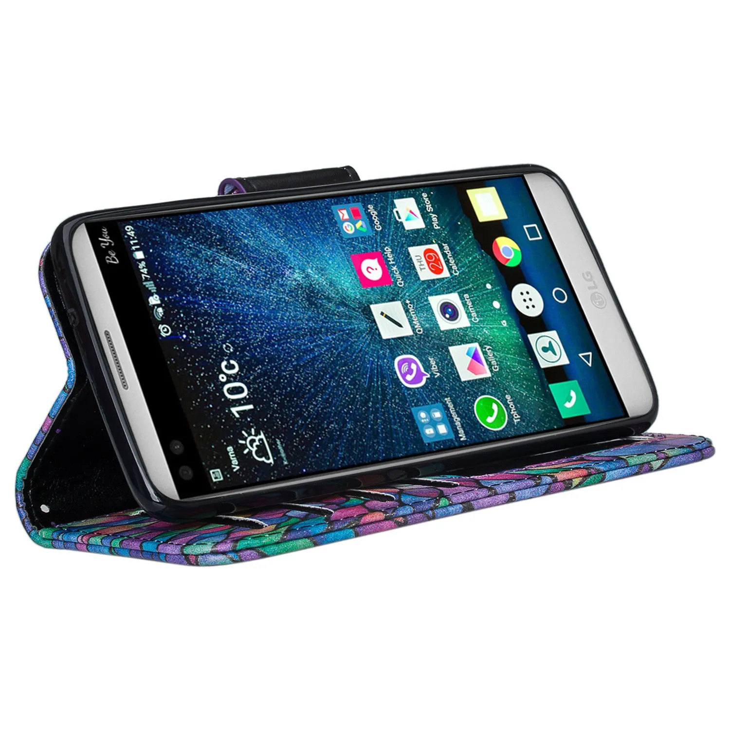 LG LV3 Wallet Case - Rainbow Flower