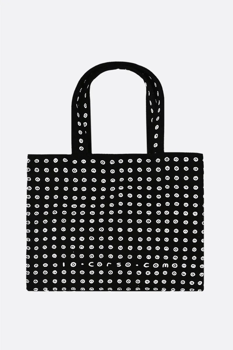 logo printed canvas mini shopping bag