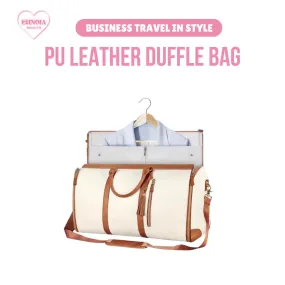 LUXE PU Leather Business Trip Duffle Bag for Sleek & Stylish Travel with Shirt Hanger