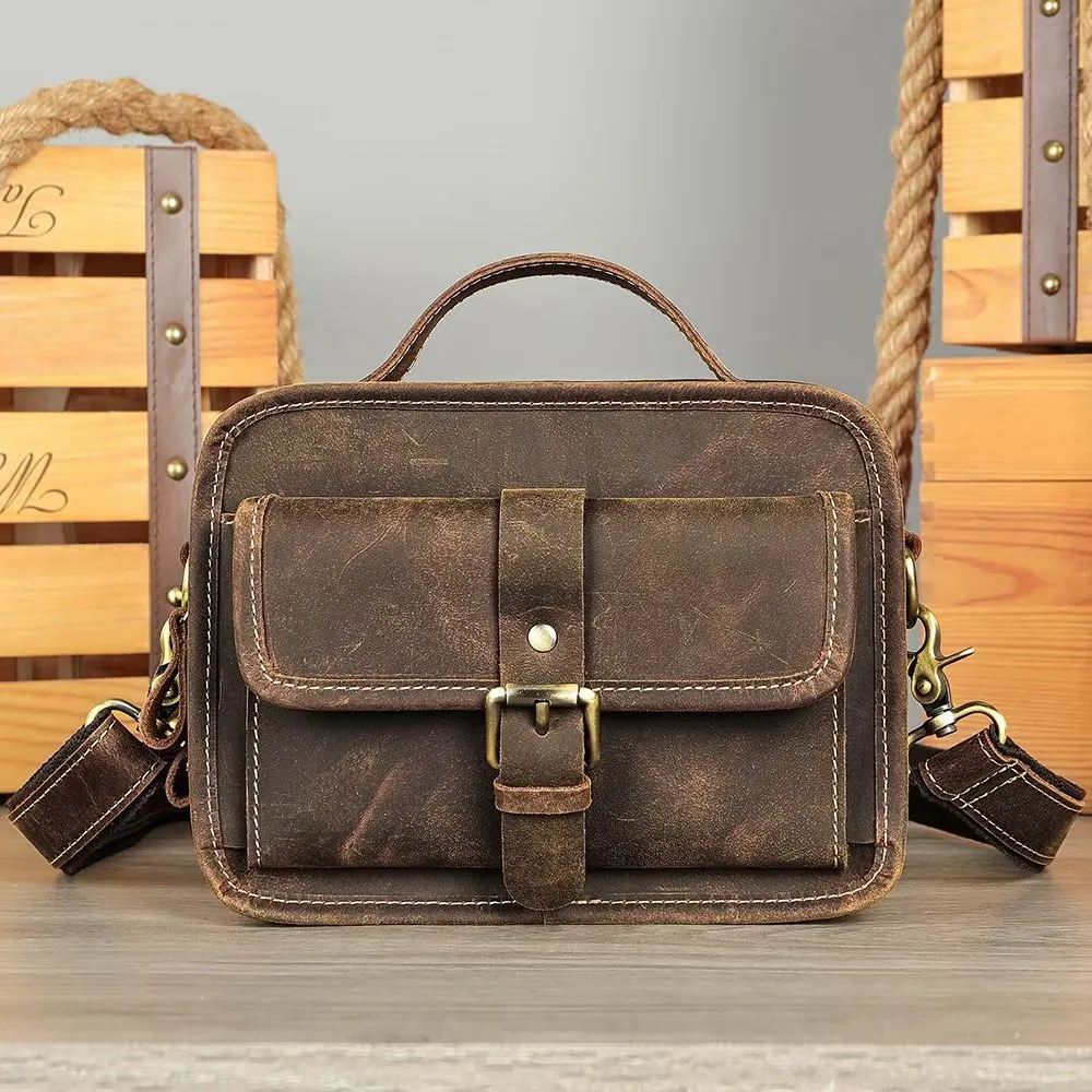 Luxury Genuine Leather Flap Compact Crossbody Bag