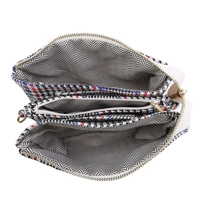 M013PLD Riley Plaid 3 Compartment Crossbody/Wristlet