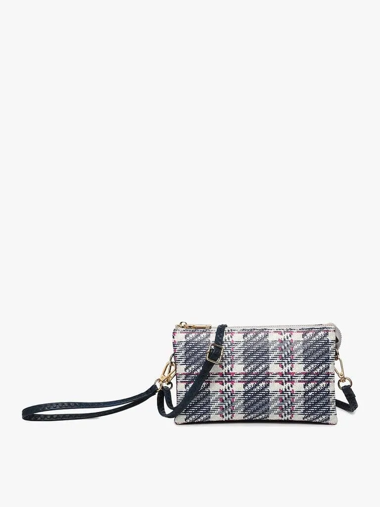 M013PLD Riley Plaid 3 Compartment Crossbody/Wristlet