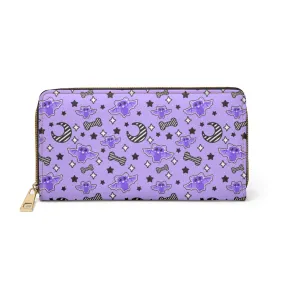 Magical Kawaii Spooky Bats Purple Zipper Wallet