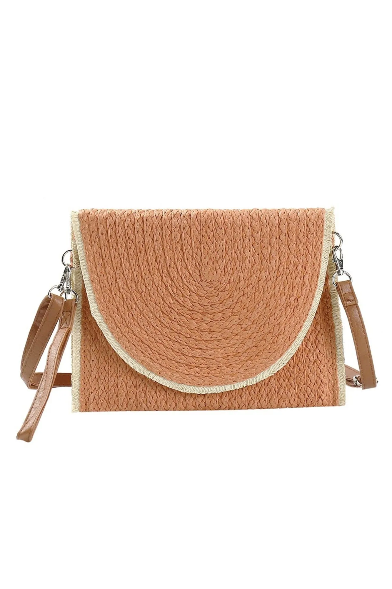 MB0212 Frayed Trim Straw Crossbody/Clutch