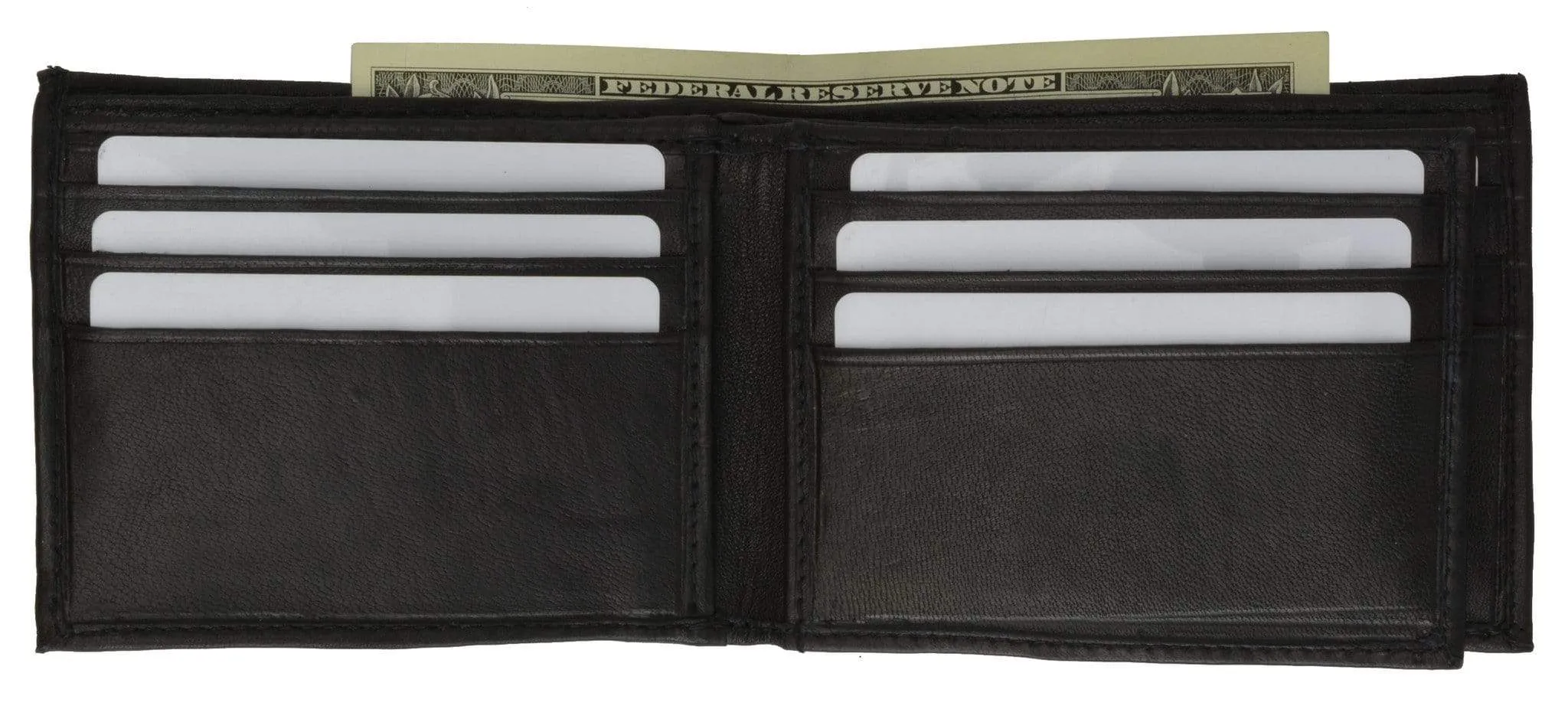 Mens Genuine Leather Credit Card ID Currency Holder Bifold Wallet Chopper Cross Design (C)
