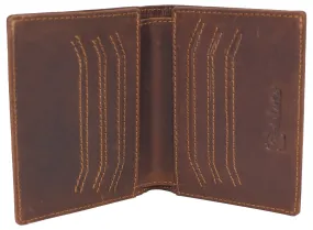 Mens Slim Bifold Vintage Leather Wallet RFID Blocking Vertical Credit Card Slots Holder Wallets for Men RFID610138RHU