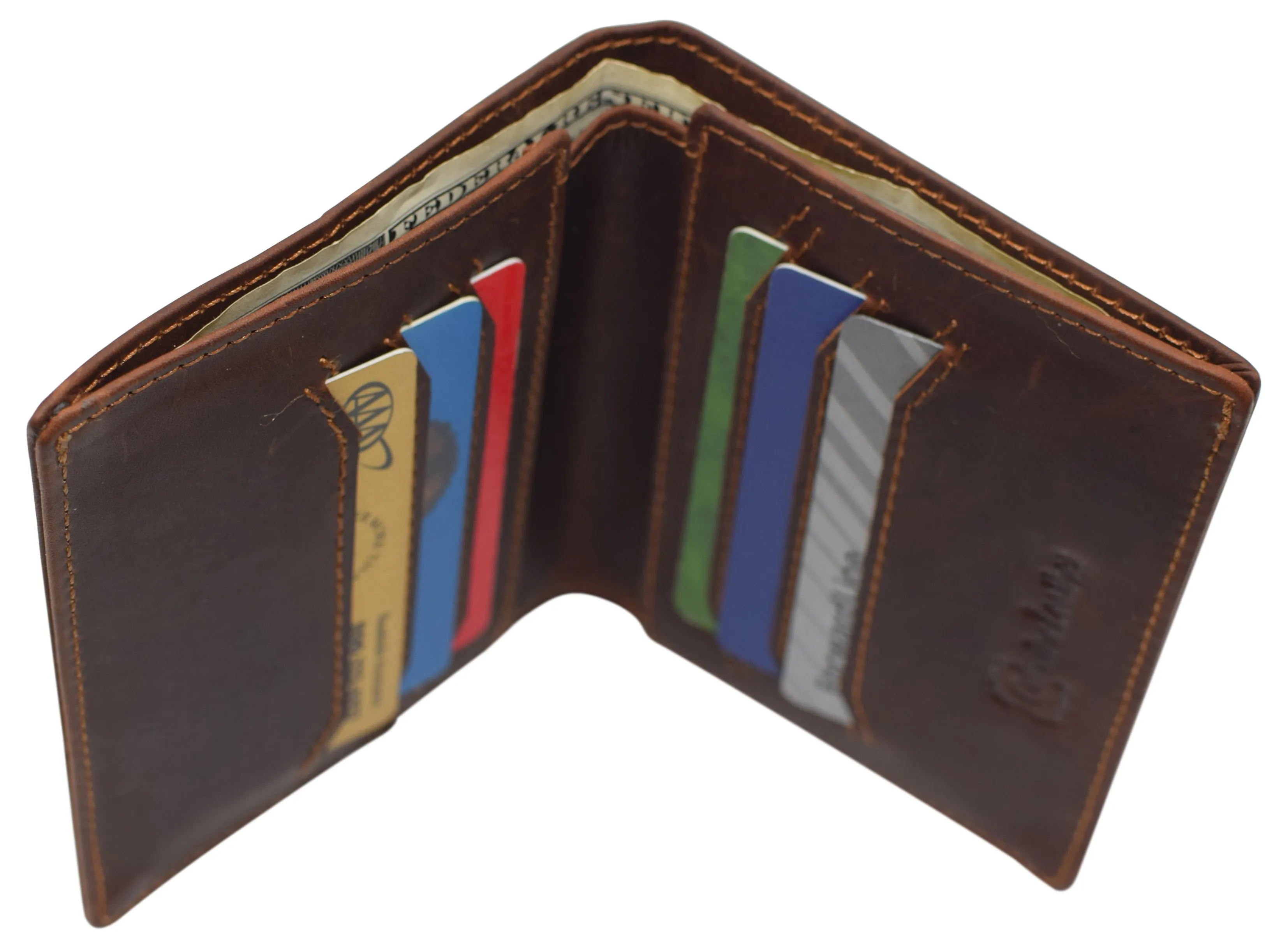 Mens Slim Bifold Vintage Leather Wallet RFID Blocking Vertical Credit Card Slots Holder Wallets for Men RFID610138RHU