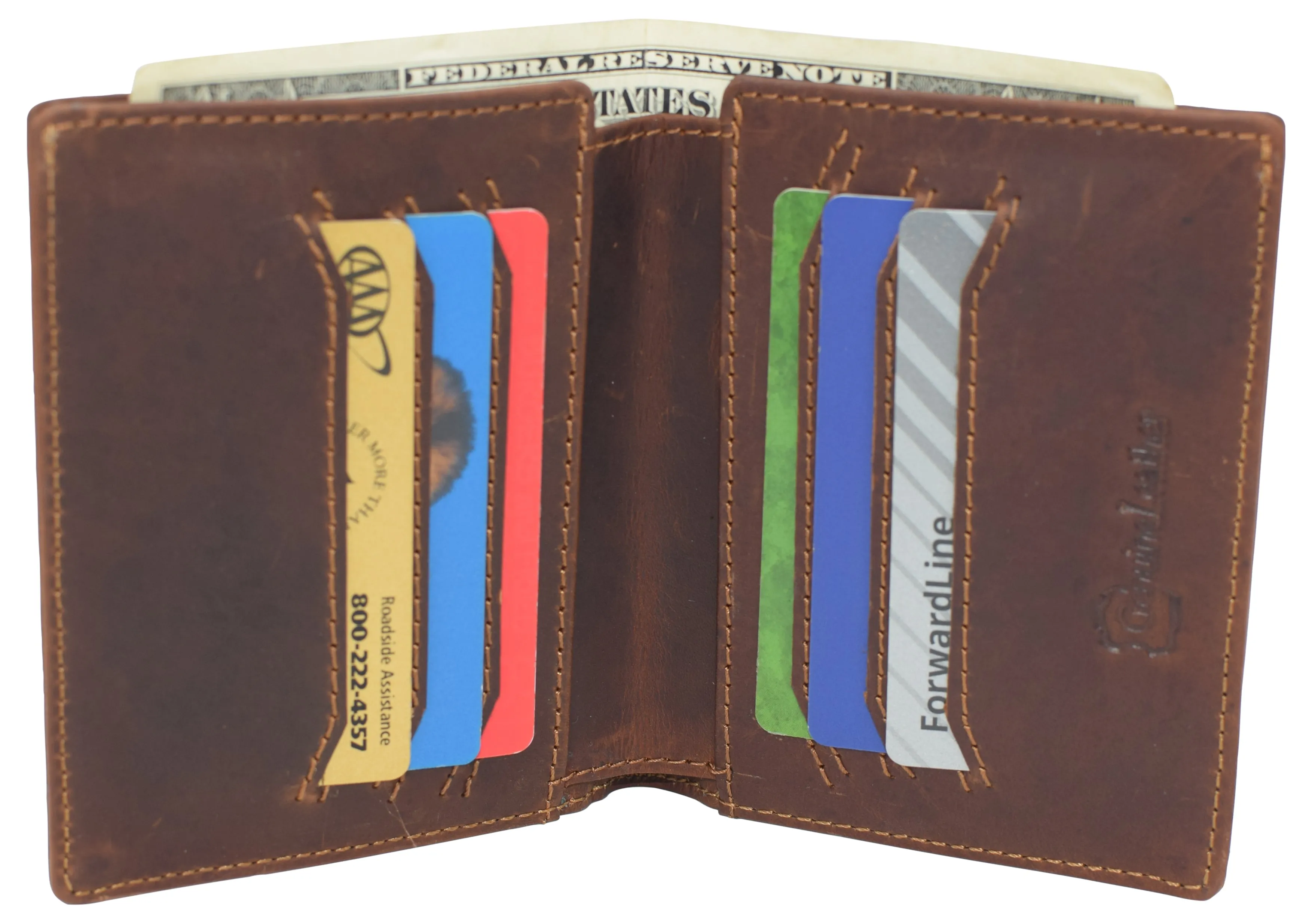 Mens Slim Bifold Vintage Leather Wallet RFID Blocking Vertical Credit Card Slots Holder Wallets for Men RFID610138RHU