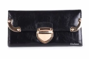 Metal Accented Italian Leather Wallet
