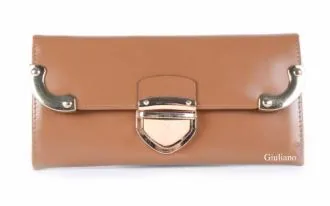 Metal Accented Italian Leather Wallet