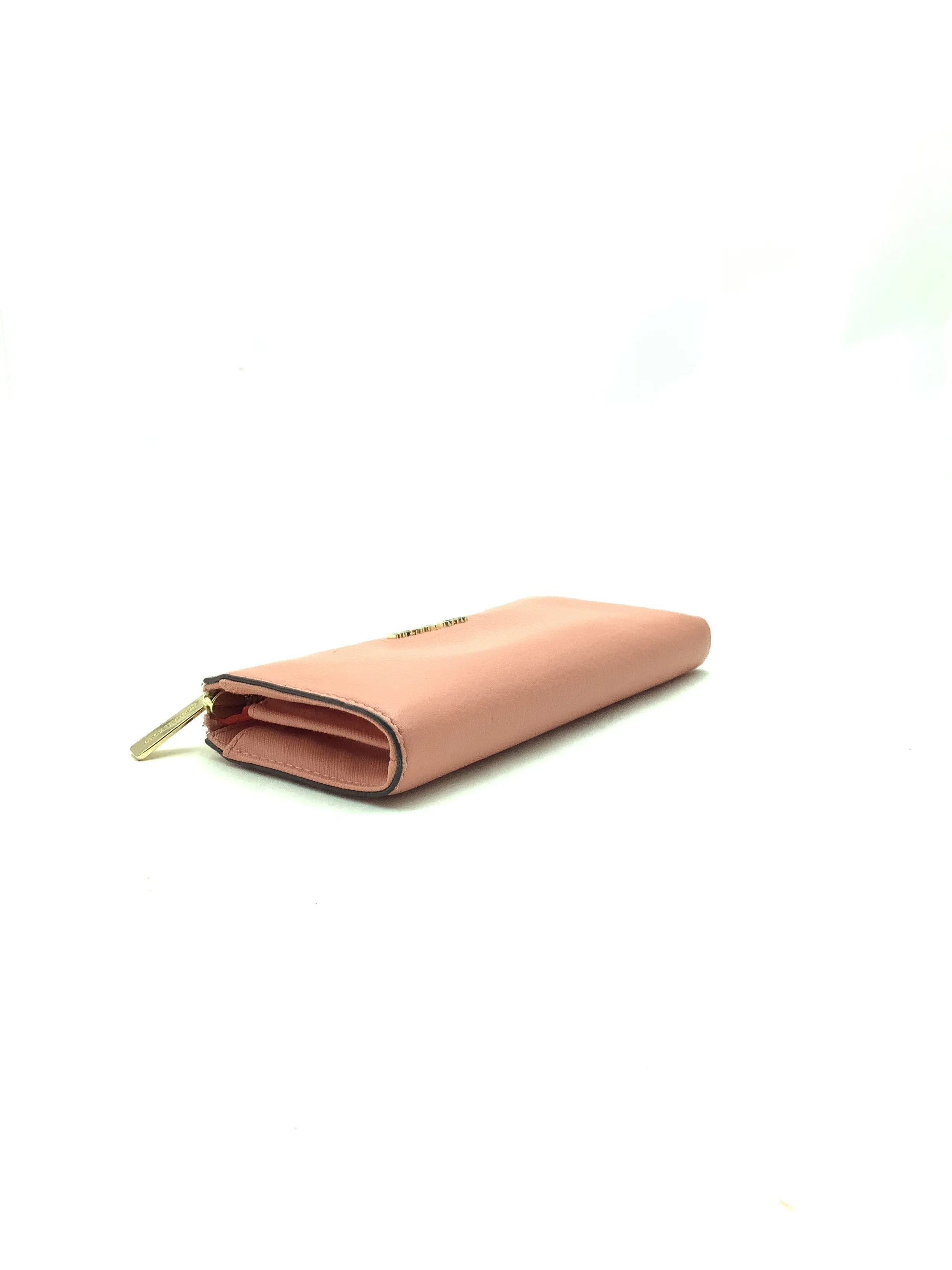 Michael Kors Women's Jet Set Wallet Peach Leather Quarter-Zip