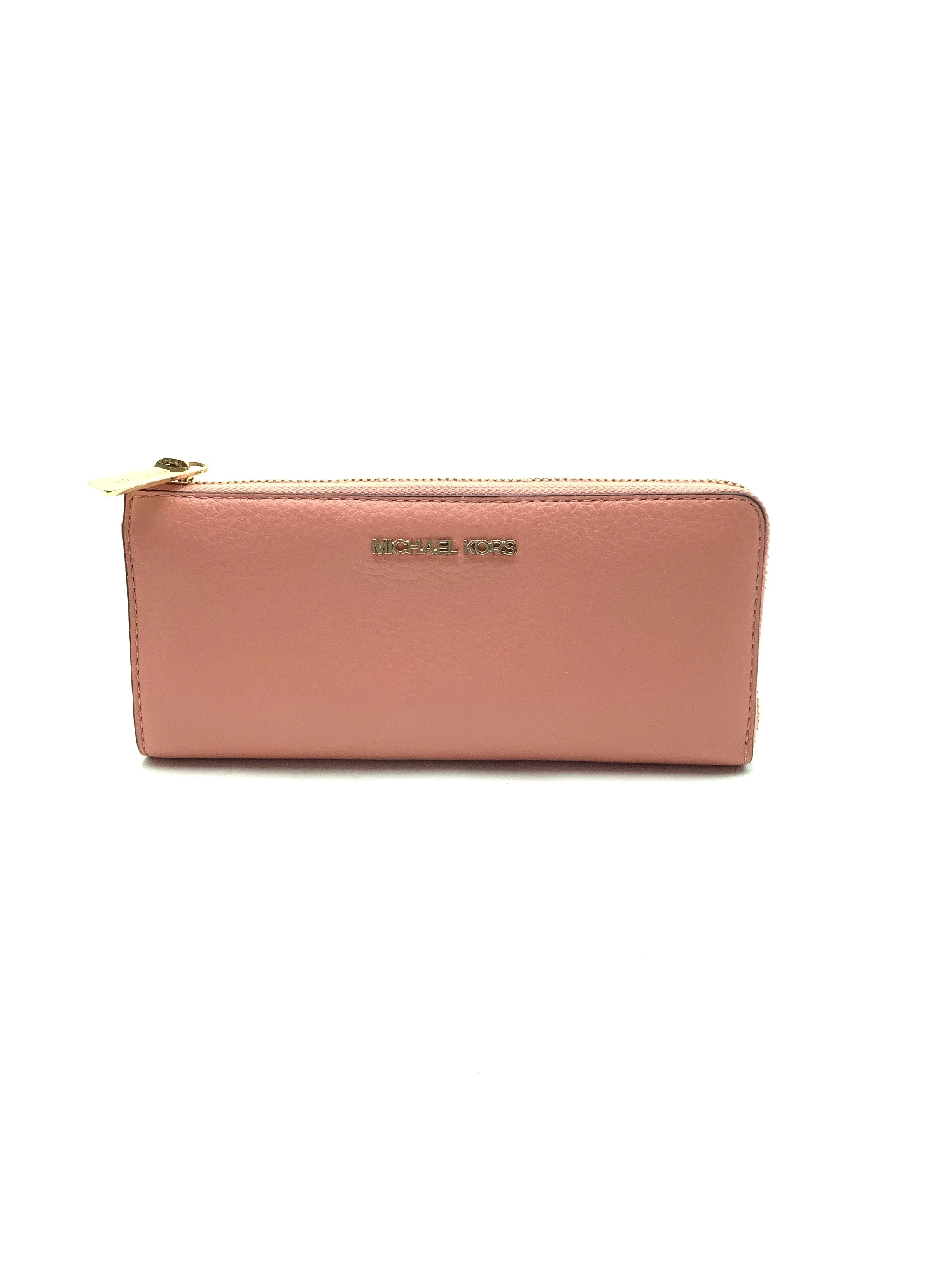 Michael Kors Women's Jet Set Wallet Peach Leather Quarter-Zip