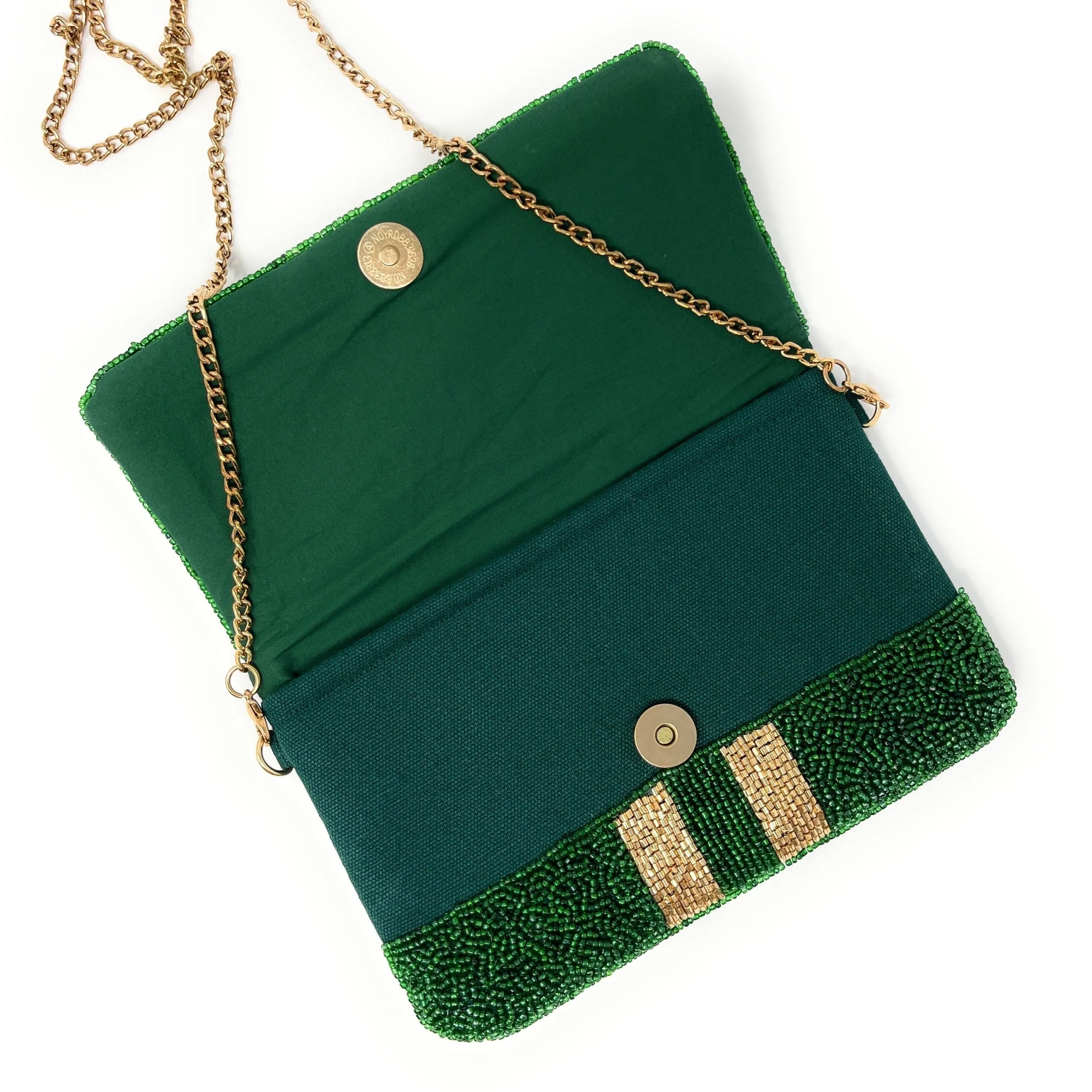 Mini Green Beaded Clutch Purse