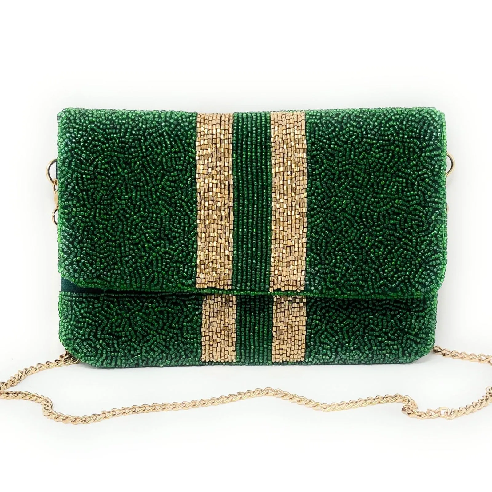 Mini Green Beaded Clutch Purse