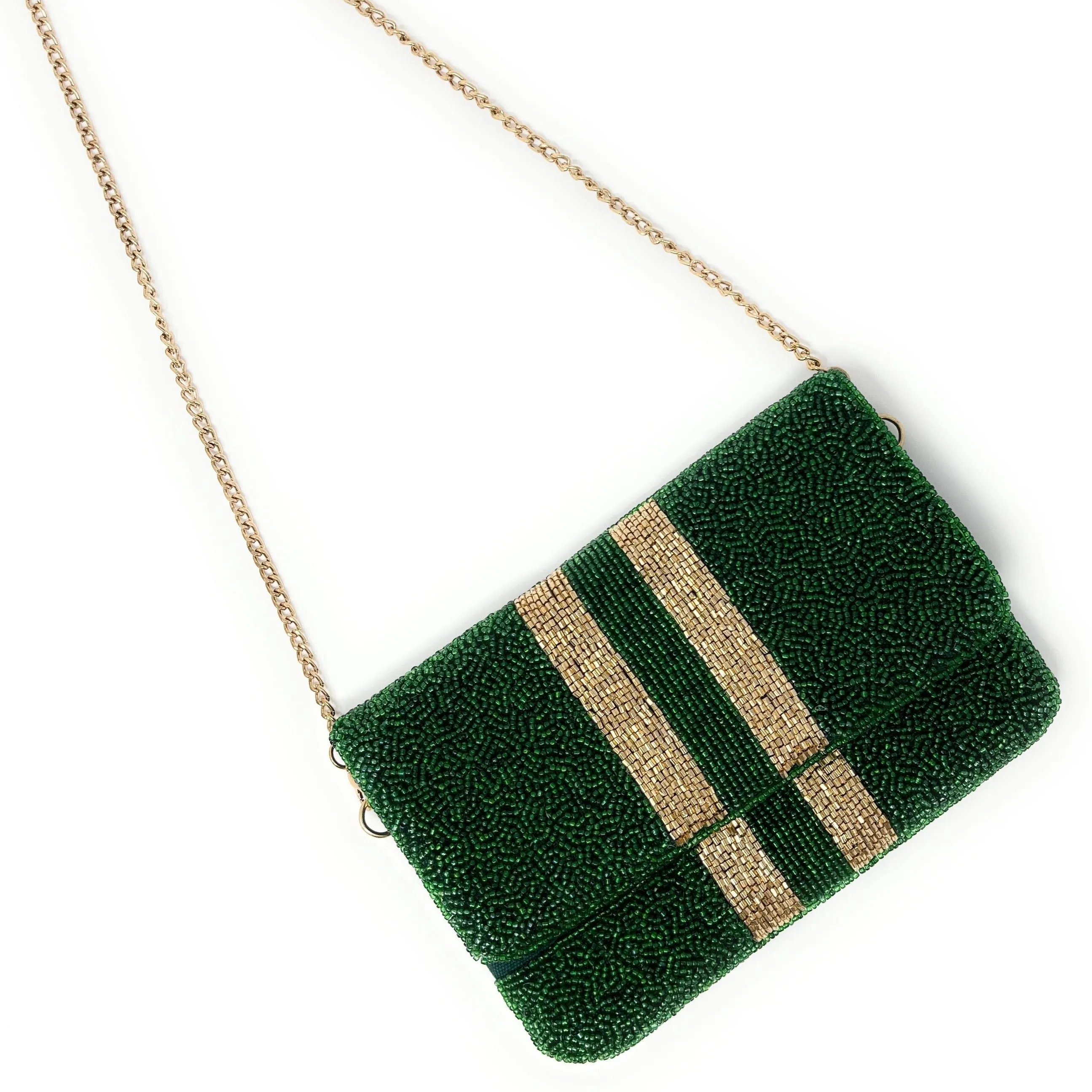 Mini Green Beaded Clutch Purse
