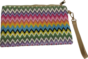 Multicoloured Colourful Straw Woven Clutch Bag