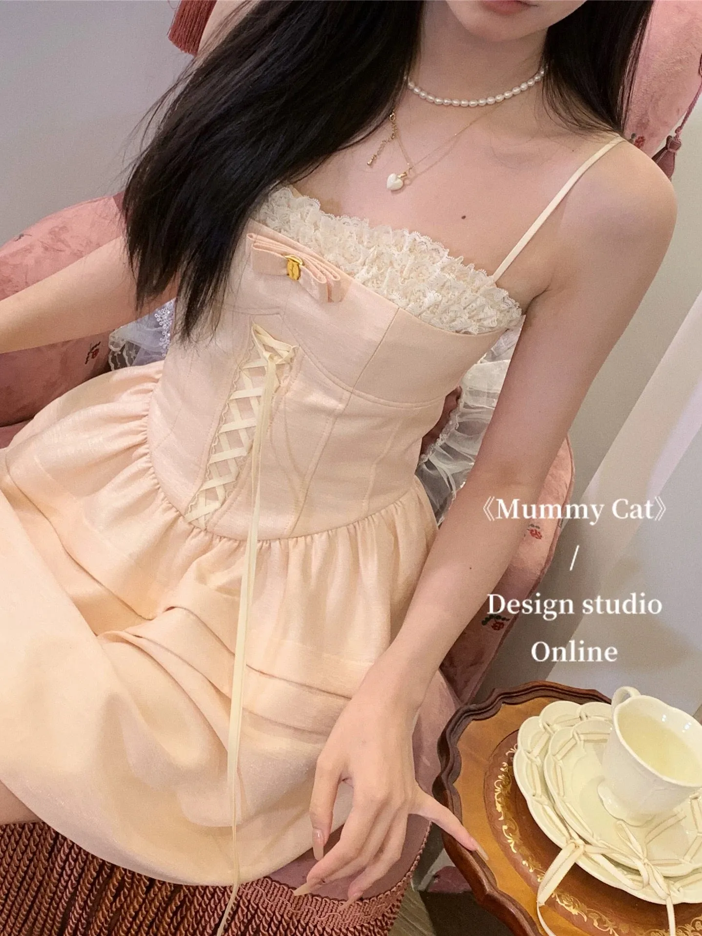 [Mummy Cat] Ballet Sweetheart Lace Dress