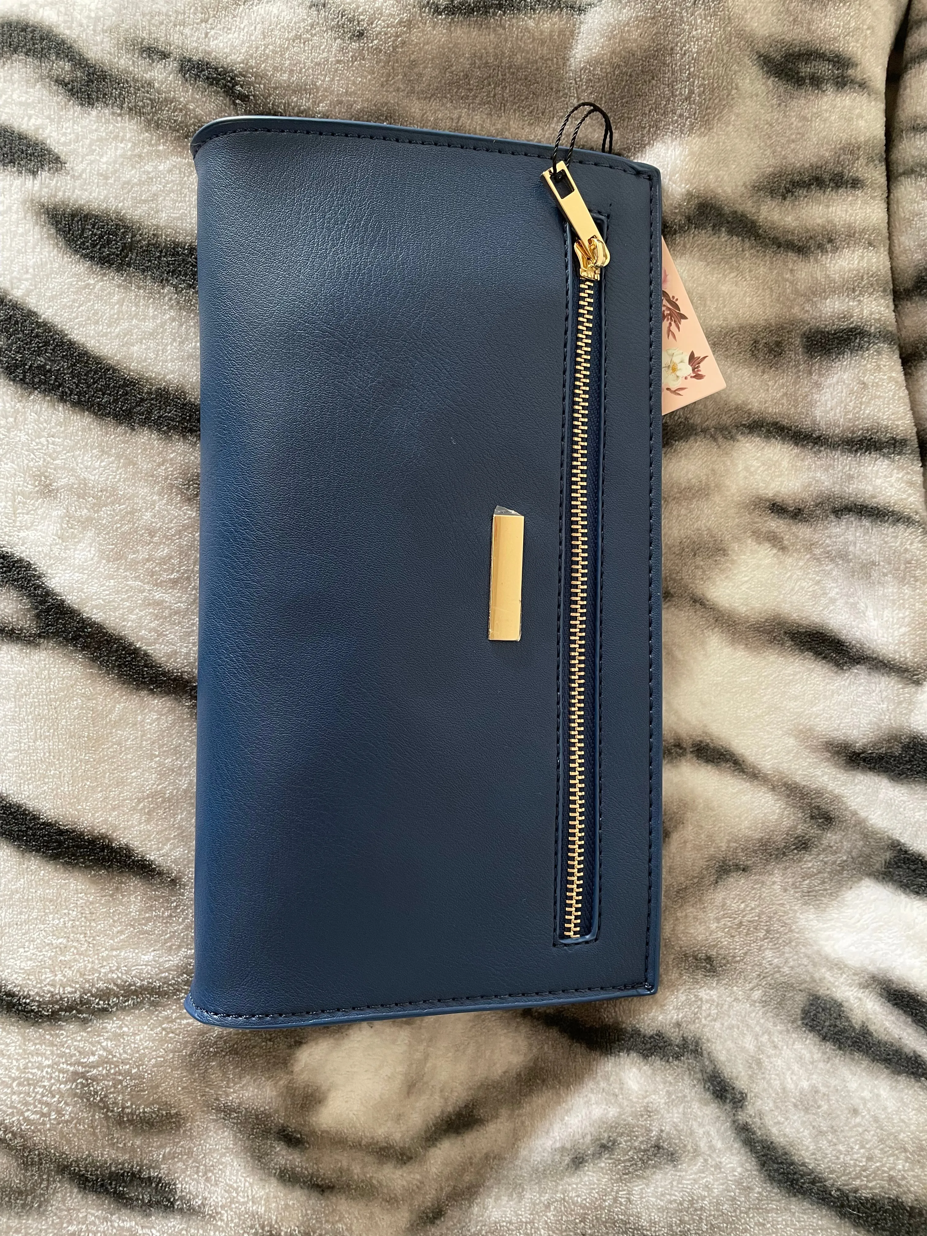 Navy Double Zip Clutch Bag