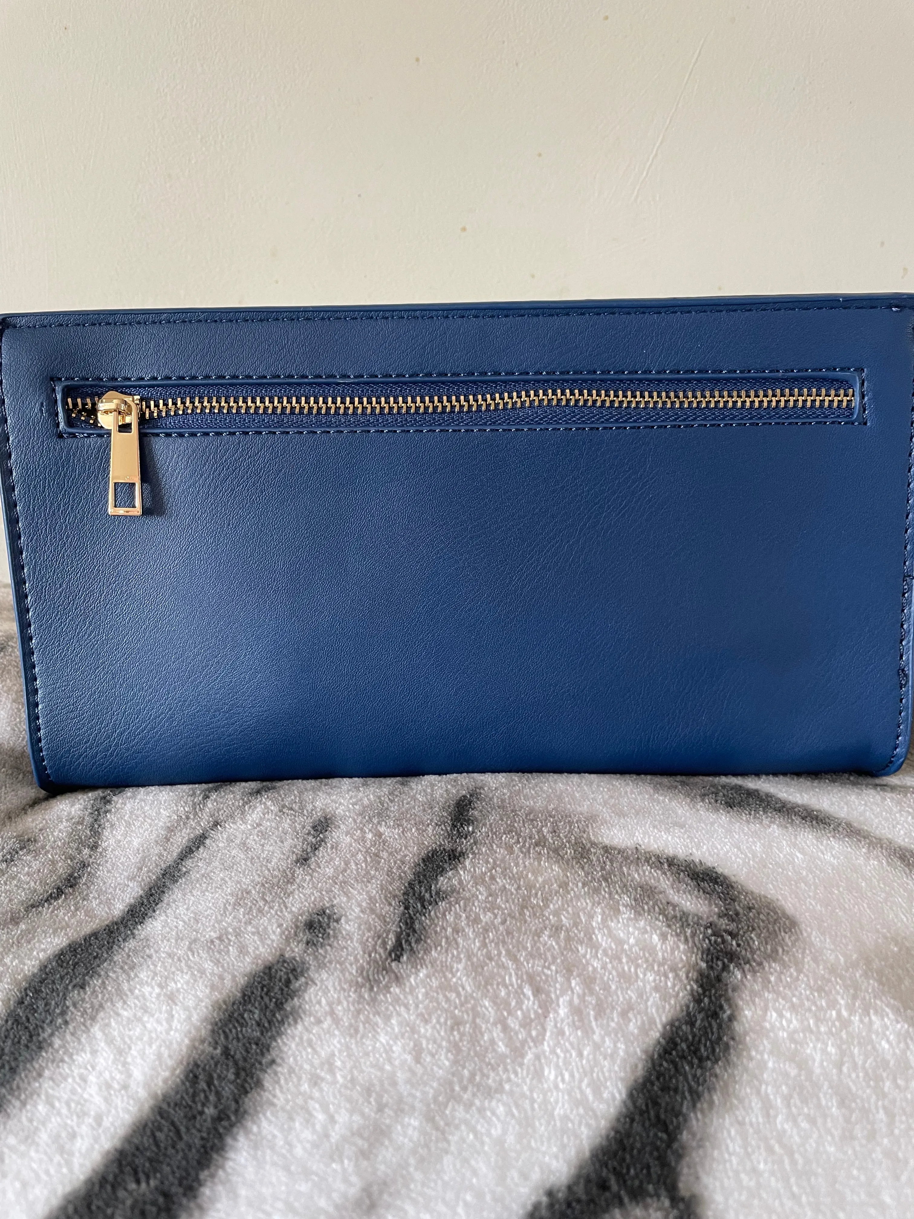 Navy Double Zip Clutch Bag