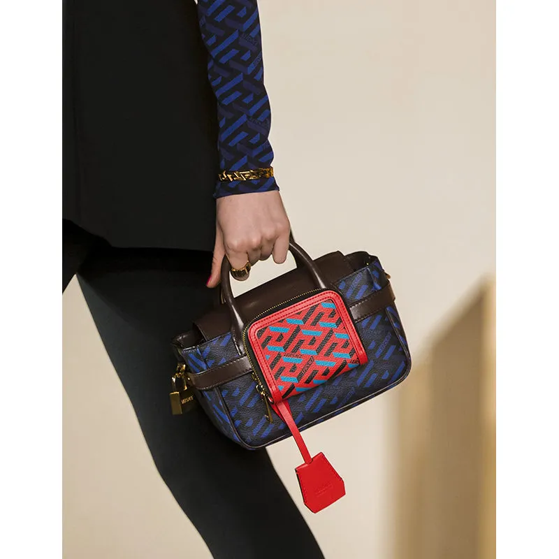NEW $450 VERSACE RUNWAY Red Coated Canvas LA GRECA MODULAR Compact ZIP WALLET