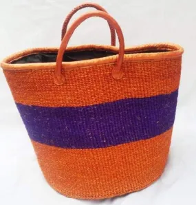 Orange and blue wooven shopping bag with free shipping world wide